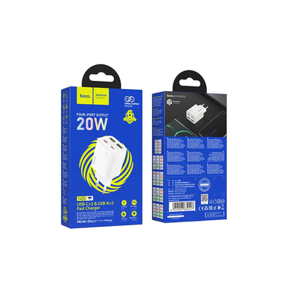 Incarcator Retea HOCO N56, 30W, 3A, 2 x USB-A - 2 x USB-C, Alb