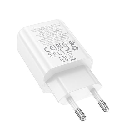 Incarcator Retea HOCO N61, 20W, 3A, 1 x USB-A - 1 x USB-C, Alb