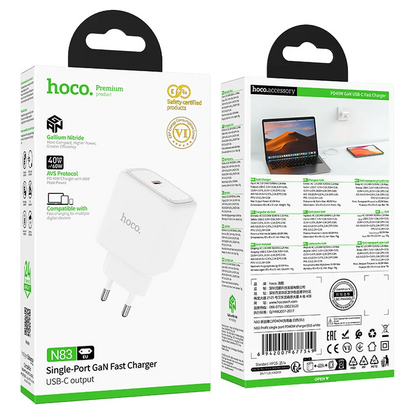 Incarcator Retea HOCO N83, 40W, 3A, 1 x USB-C, Alb