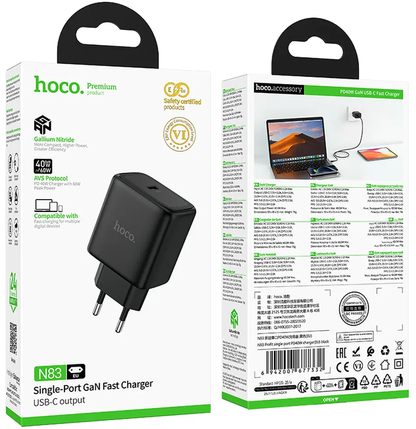 Incarcator Retea HOCO N83, 40W, 3A, 1 x USB-C, Negru