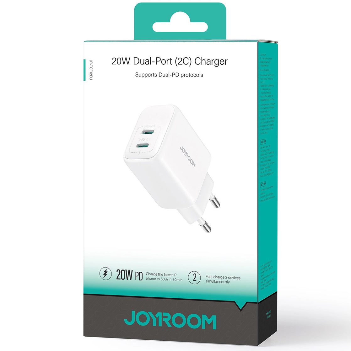 Incarcator Retea Joyroom JR-TCF12, 20W, 3A, 2 x USB-C, Alb