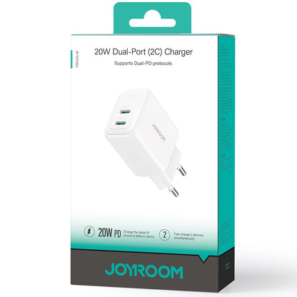 Incarcator Retea Joyroom JR-TCF12, 20W, 3A, 2 x USB-C, Alb