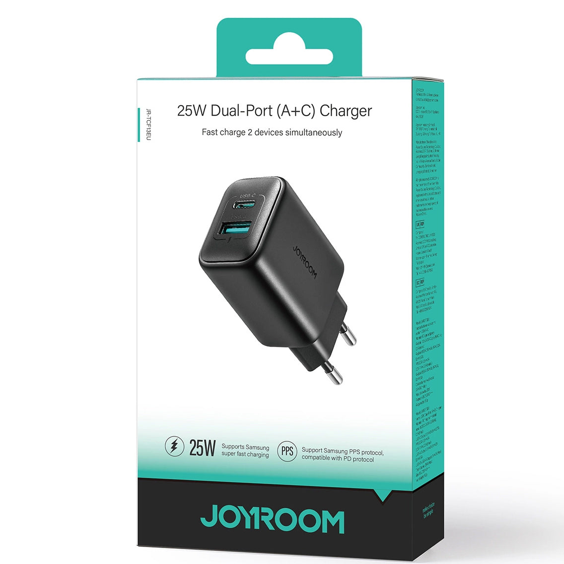 Incarcator Retea Joyroom JR-TCF13, 25W, 3A, 1 x USB-A - 1 x USB-C, Negru
