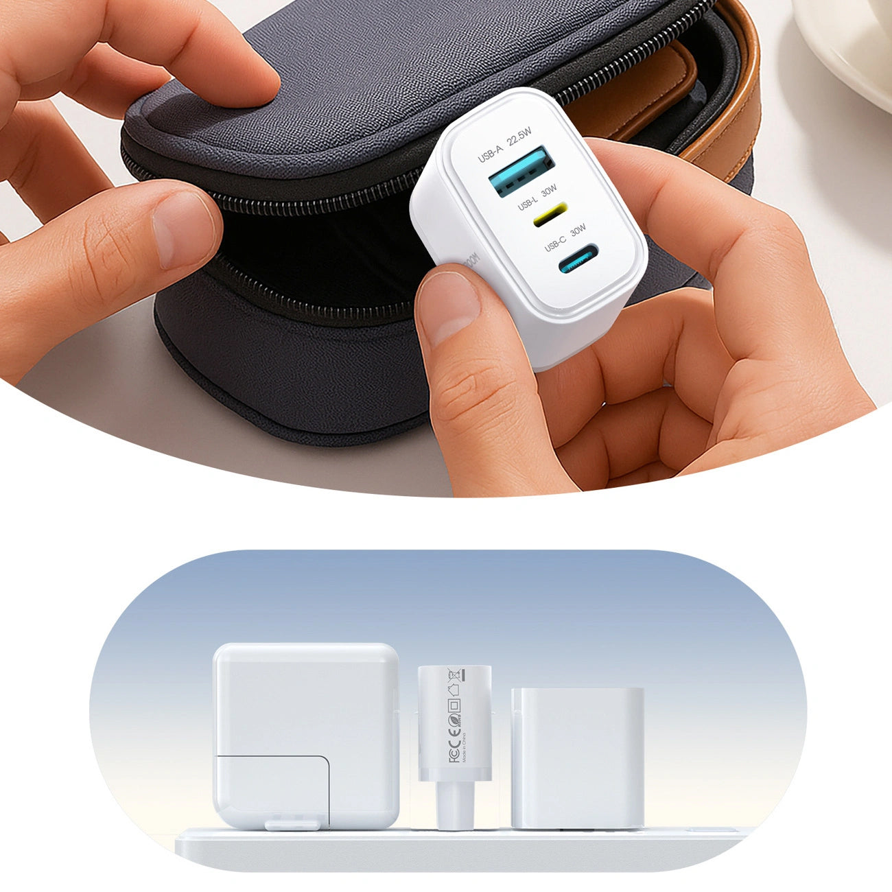 Incarcator Retea Joyroom JR-TG6, 30W, 3A, 1 x Lightning - 1 x USB-A - 1 x USB-C, Alb