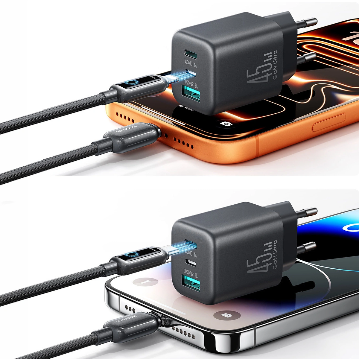 Incarcator Retea Joyroom JR-TO1, 45W, 3A, 1 x Lightning - 1 x USB-A - 1 x USB-C, Negru