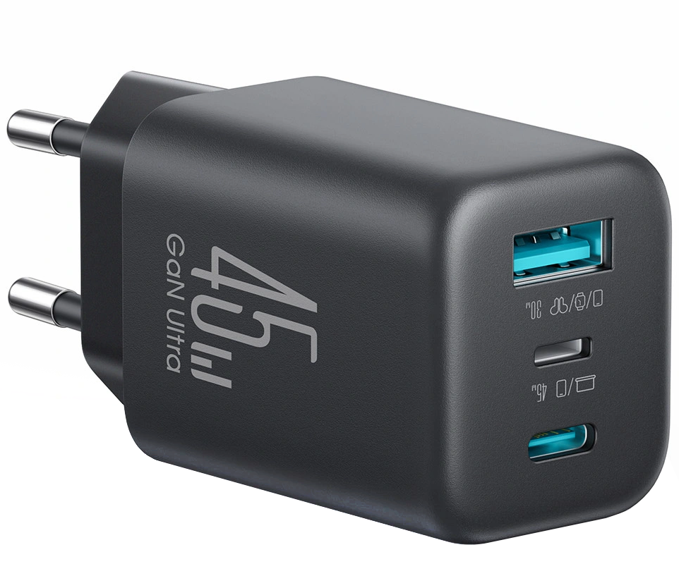 Incarcator Retea Joyroom JR-TO1, 45W, 3A, 1 x Lightning - 1 x USB-A - 1 x USB-C, Negru