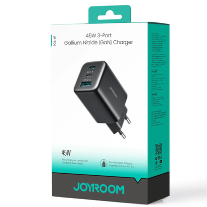 Incarcator Retea Joyroom JR-TO1, 45W, 3A, 1 x Lightning - 1 x USB-A - 1 x USB-C, Negru