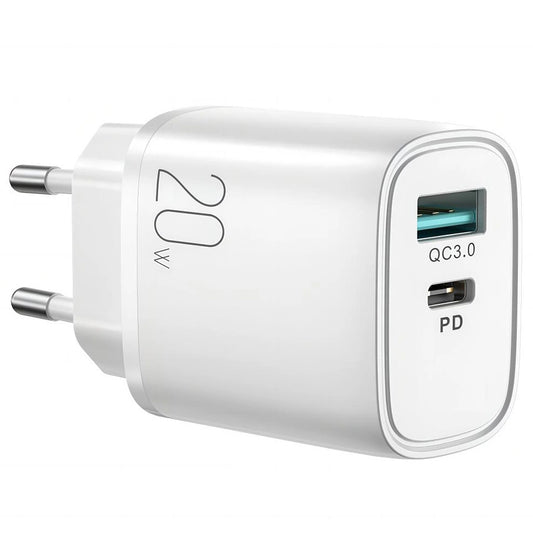 Incarcator Retea Joyroom L-QP2011, 20W, 3A, 1 x USB-A - 1 x USB-C, Alb