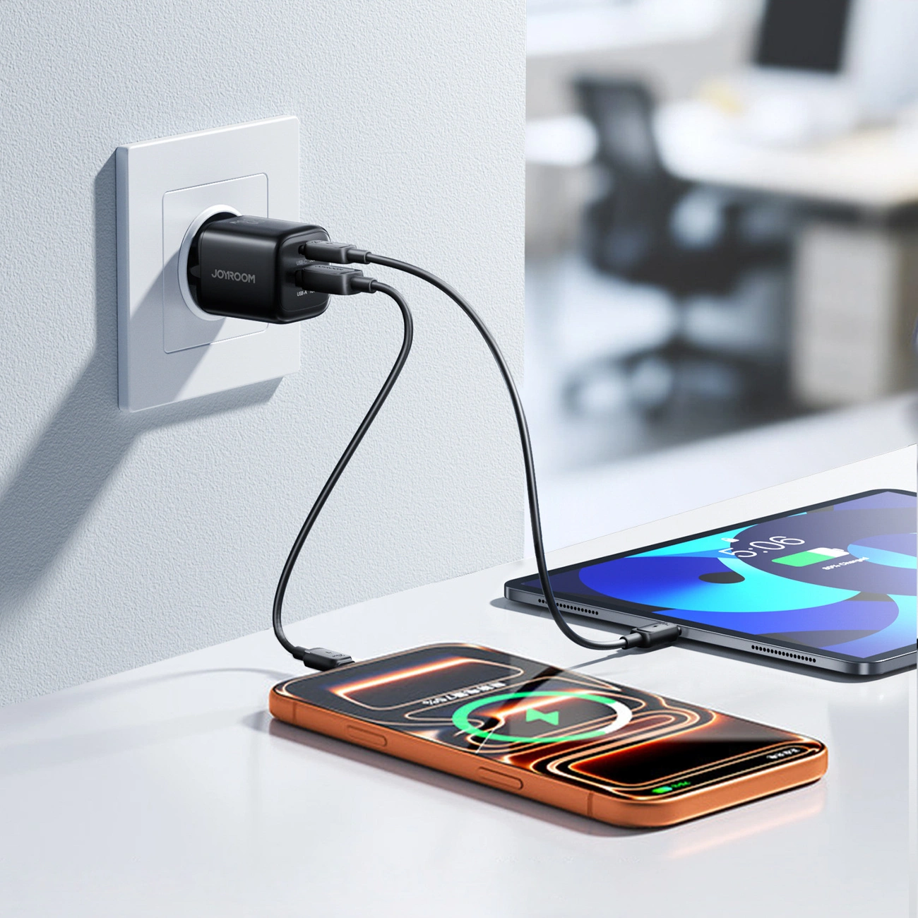 Incarcator Retea Joyroom JR-TG7, 33W, 3A, 1 x USB-A - 1 x USB-C, Negru