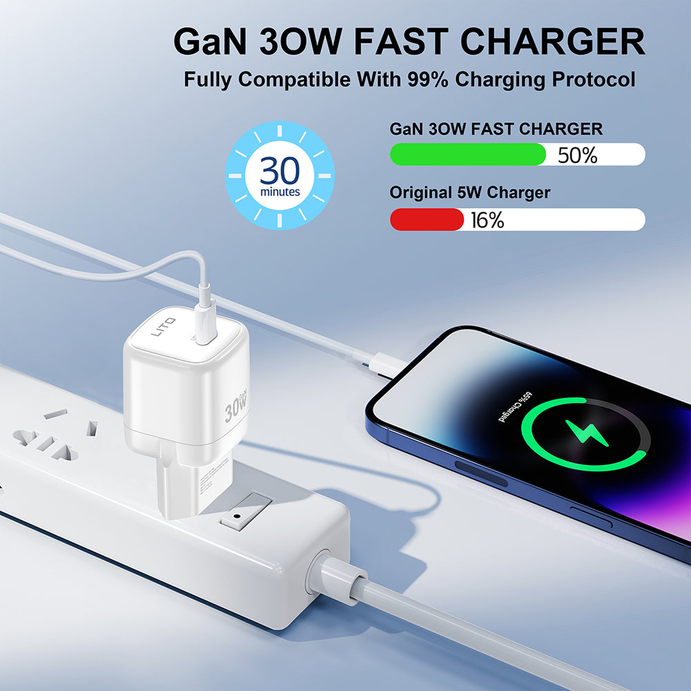 Incarcator Retea Lito LC11, 30W, 3A, 1 x USB-C, Alb