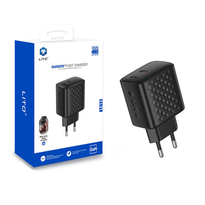 Incarcator Retea Lito LC13, 20W, 3A, 1 x USB-C, Negru