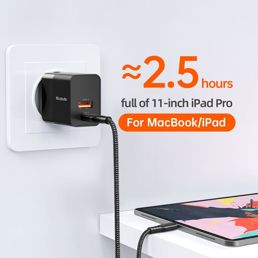 Incarcator Retea McDodo CH-1951 Hydrogen, 20W, 3A, 1 x USB-A - 1 x USB-C, Negru