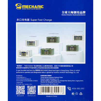 Incarcator Statie Mechanic V-Power Max with Display, 115W, 3A, 4 x USB-A - 4 x USB-C, Negru