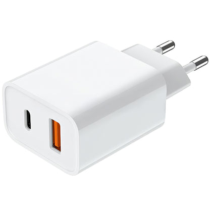 Incarcator Retea Prestico F11, 20W, 3A, 1 x USB-A - 1 x USB-C, Alb