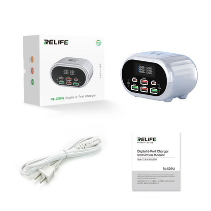 Incarcator Retea Relife RL-309U, 72W, 5A, 2 x USB-C - 4 x USB-A, Argintiu