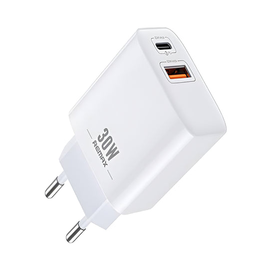 Incarcator Retea Remax RP-U82, 30W, 3A, 1 x USB-A - 1 x USB-C, Alb