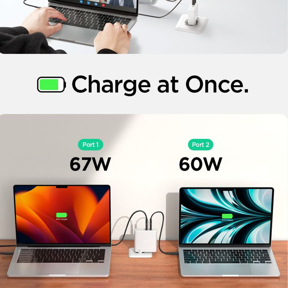 Incarcator Retea Spigen Arcstation Pro, 140W, 3.25A, 2 x USB-C, Alb