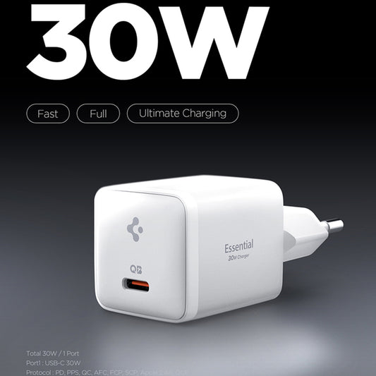 Incarcator Retea Spigen EE301EU Essential, 30W, 3A, 1 x USB-C, Alb ACH09492