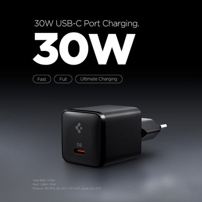 Incarcator Retea Spigen EE301EU Essential, 30W, 3A, 1 x USB-C, Negru ACH09493