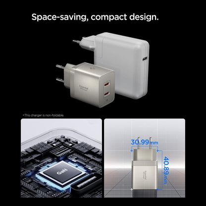 Incarcator Retea Spigen EE472EU Essential, 47W, 3A,  2 x USB-C, Gri Titan ACH10451