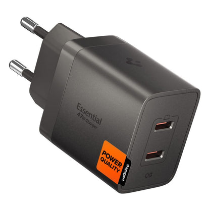 Incarcator Retea Spigen EE472EU Essential, 47W, 3A,  2 x USB-C, Gri ACH10450