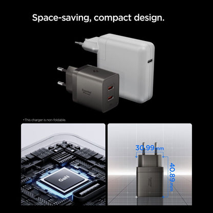 Incarcator Retea Spigen EE472EU Essential, 47W, 3A,  2 x USB-C, Gri ACH10450