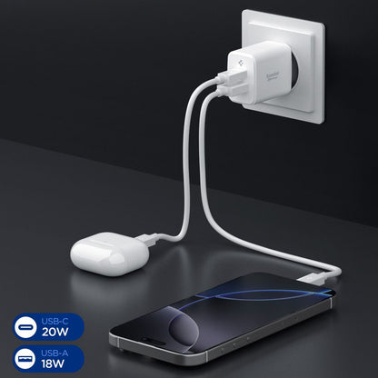 Incarcator Retea Spigen Essential, 20W, 3A, 1 x USB-A - 1 x USB-C, Alb ACH08704