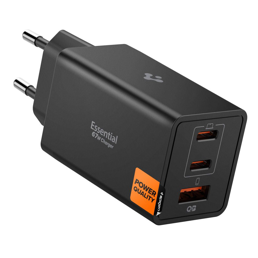 Incarcator Retea Spigen Essential, 67W, 3.25A, 1 x USB-A - 2 x USB-C, Negru ACH09458