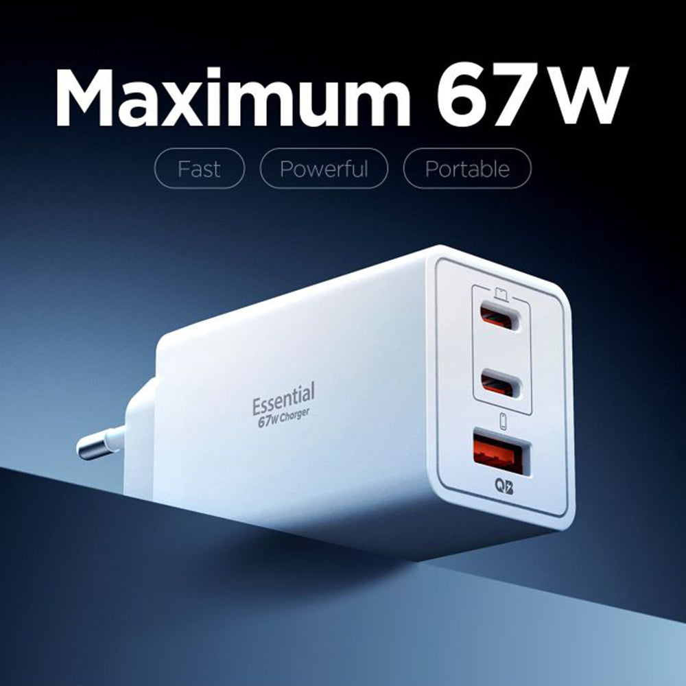 Incarcator Retea Spigen Essential, 67W, 3.25A, 1 x USB-A - 2 x USB-C, Alb ACH08710