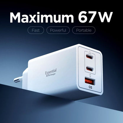 Incarcator Retea Spigen Essential, 67W, 3.25A, 1 x USB-A - 2 x USB-C, Alb ACH08710