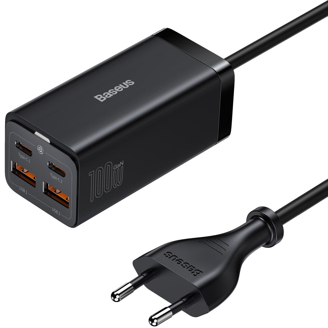 Incarcator Statie Baseus GaN3 Pro, 100W, 5A, 2 x USB-A - 2 x USB-C, Negru CCGP000101