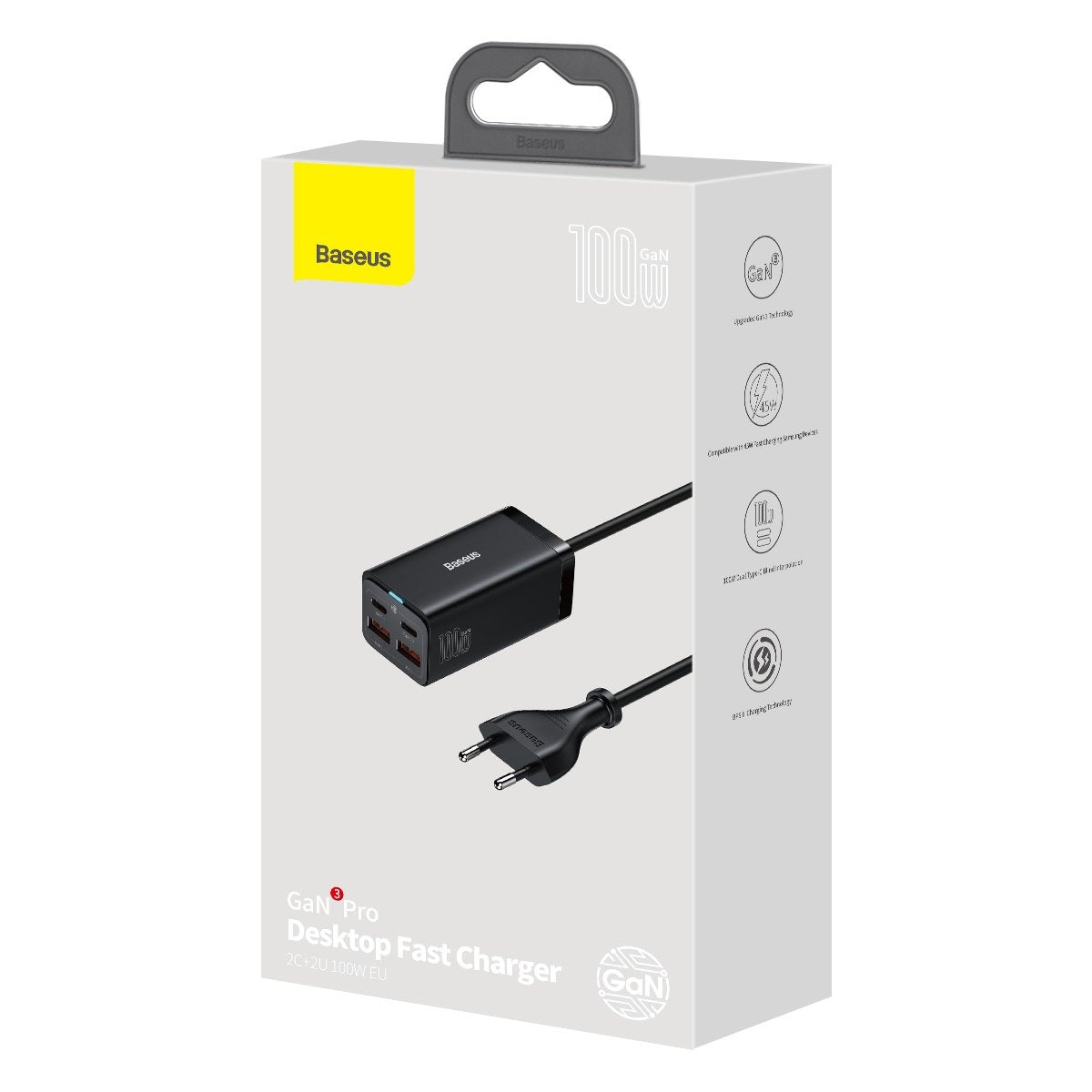 Incarcator Statie Baseus GaN3 Pro, 100W, 5A, 2 x USB-A - 2 x USB-C, Negru CCGP000101