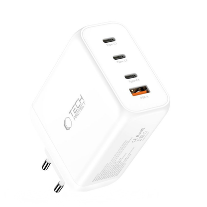 Incarcator Retea Tech-Protect NC200W-GAN, 200W, 5A, 1 x USB-A - 3 x USB-C, Alb