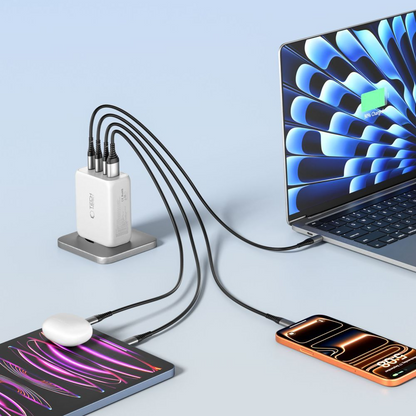 Incarcator Retea Tech-Protect NC200W-GAN, 200W, 5A, 1 x USB-A - 3 x USB-C, Alb