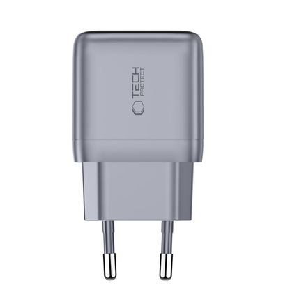 Incarcator Retea Tech-Protect NC45W Display, 45W, 3A, 1 x USB-C, Gri