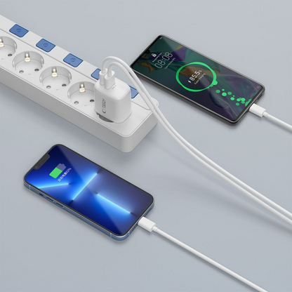 Incarcator Retea Tech-Protect NCA45W, 45W, 3A, 1 x USB-A - 1 x USB-C, Alb