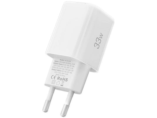 Incarcator Retea Tech-Protect NCM33W, 33W, 3A, 1 x USB-A - 1 x USB-C, Alb