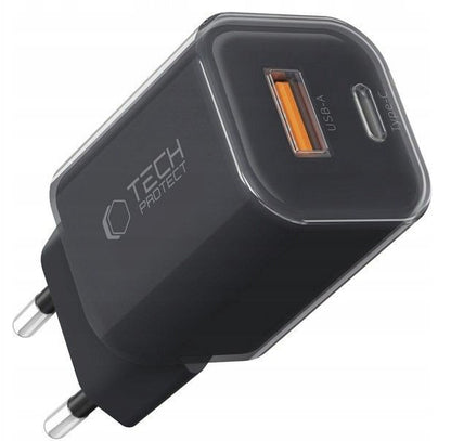 Incarcator Retea Tech-Protect NCM33W, 33W, 3A, 1 x USB-A - 1 x USB-C, Negru