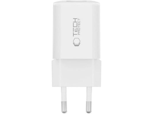 Incarcator Retea Tech-Protect NCM33W, 33W, 3A, 1 x USB-A - 1 x USB-C, Alb