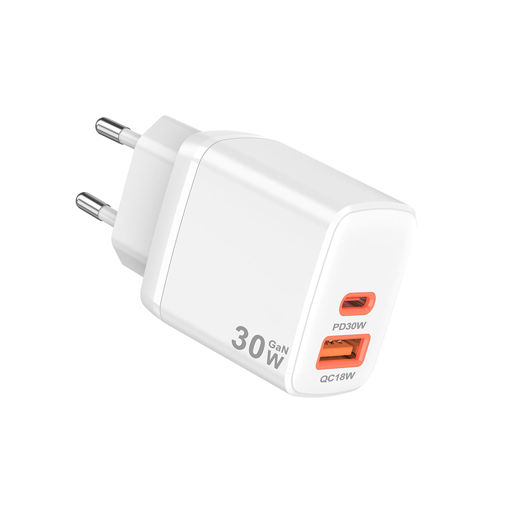 Incarcator Retea Techsuit CH1 Duonix, 30W, 3A, 1 x USB-A - 1 x USB-C, Alb