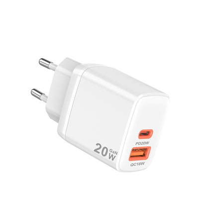 Incarcator Retea Techsuit CH2 Duonix, 20W, 3A, 1 x USB-A - 1 x USB-C, Alb
