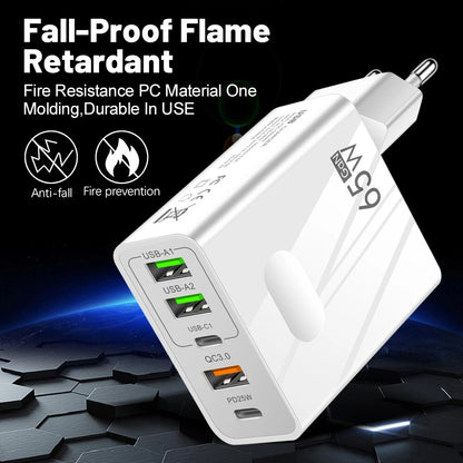 Incarcator Retea Techsuit CHC1 PentaXPower, 25W, 3A, 3 x USB-A - 2 x USB-C, Negru