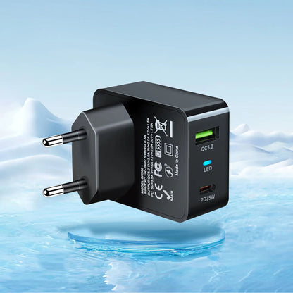 Incarcator Retea Techsuit CHPD173 Tiny, 35W, 3A, 1 x USB-A - 1 x USB-C, Alb