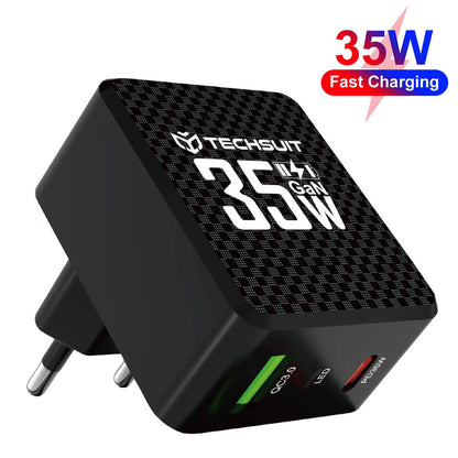 Incarcator Retea Techsuit CHPD173 Tiny, 35W, 3A, 1 x USB-A - 1 x USB-C, Negru