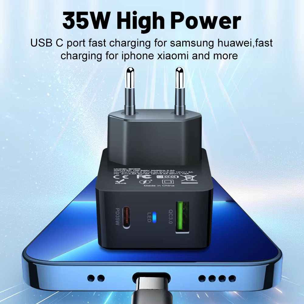 Incarcator Retea Techsuit CHPD173 Tiny, 35W, 3A, 1 x USB-A - 1 x USB-C, Negru