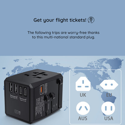 Incarcator Retea Techsuit HHT906 Travel, 65W, 3.25A, 2 x USB-A - 2 x USB-C, Negru