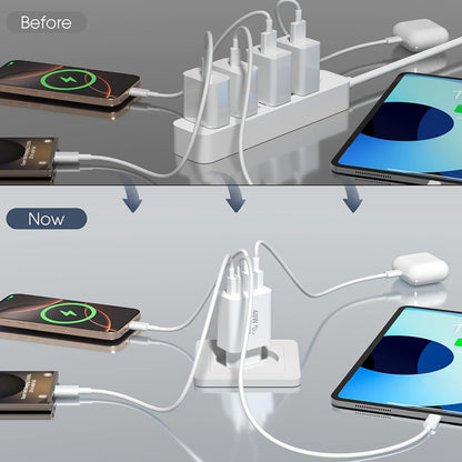 Incarcator Retea Techsuit PowerXQuad CH4, 40W, 3A, 2 x USB-A - 2 x USB-C, Alb