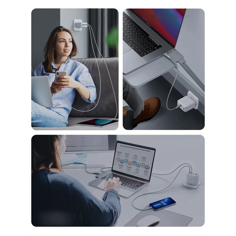 Incarcator Retea UGREEN CD226, 100W, 5A, 1 x USB-A - 3 x USB-C, Alb