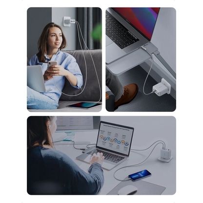 Incarcator Retea UGREEN CD226, 100W, 5A, 1 x USB-A - 3 x USB-C, Alb