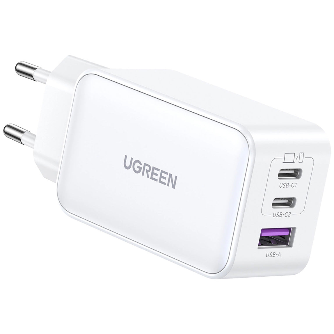 Ładowarka sieciowa UGREEN CD244, 65W, 3A, 1 x USB-A - 2 x USB-C, biała